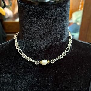 David Yurman Sterling Silver/18k Gold Pearl Choker